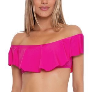 Trina Turk Women's Off The Shoulder Ruffle Bikini Top Swimsuit Pink Size 14